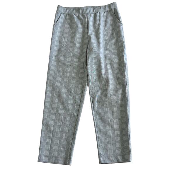 Clara Sun Woo Women’s Pants Cropped Pull On Black White Windowpane Plaid XS - Picture 1 of 8